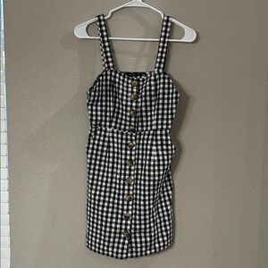Hesperus Black/white checkered print‎ Button Front Mini Dress size small EUC